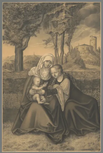 Anna, Maria en het Christuskind in een landschap