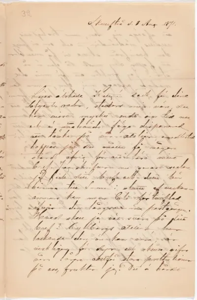 Anna Nordlanderin kirje Kerstin Cardonille 1.8.1871