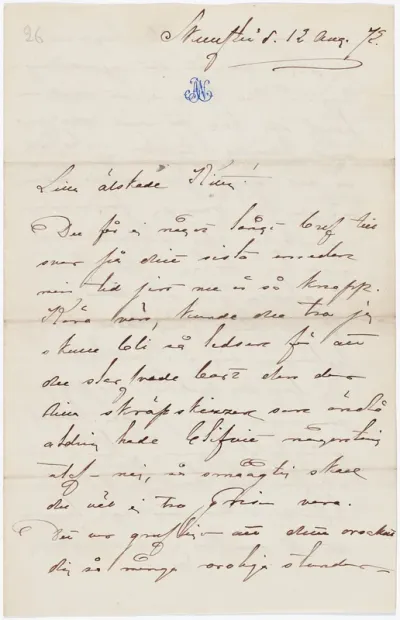Anna Nordlanderin kirje Kerstin Cardonille 12.8.1872