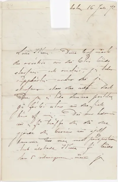 Anna Nordlanderin kirje Kerstin Cardonille 16.7.1872