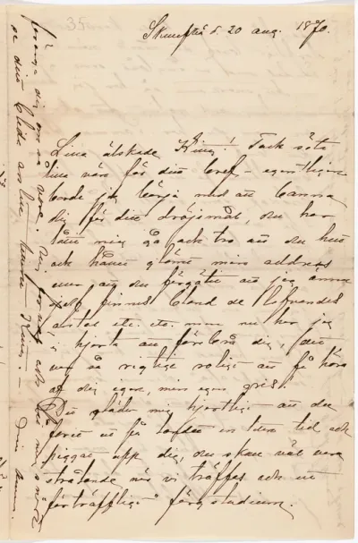 Anna Nordlanderin kirje Kerstin Cardonille 20.8.1870