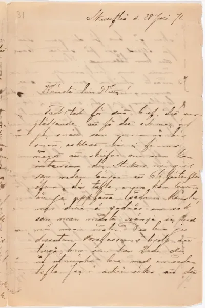 Anna Nordlanderin kirje Kerstin Cardonille 28.7.1871