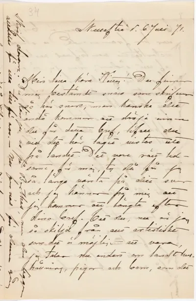 Anna Nordlanderin kirje Kerstin Cardonille 6.7.1871