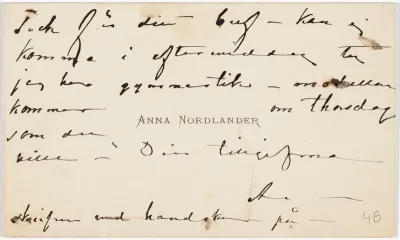 Anna Nordlanderin kortti Kerstin Cardonille s.a.