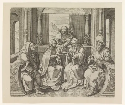 Anna-te-Drieën met Jozef en twee mannelijke heiligen