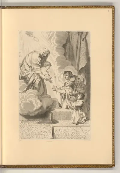 Anne d'Autriche mit ihrem Sohn Louis XIV und Philippe of Orléans als Kind vor Maria und dem Jesuskind (Allegorie)