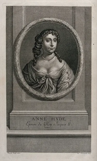 Anne Hyde. Engraving by C.L. Simonneau after A. van der Werff (?)