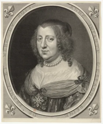 Anne infante d'Espagne reine de France et mère du Roy. R. Nanteuil ad vivum pingebat sculpebat cum privilegio Regis et excudebat. 1666
