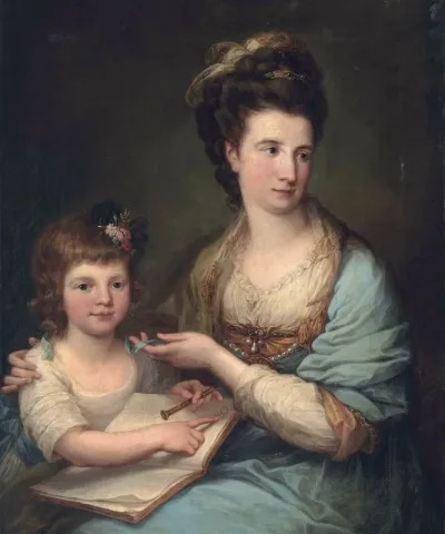 Anne Stewart, née Dashwood, Countess of Galloway (1743-1830) with her daugther, Lady Susan Stewart, later Duchess of Marlborough (1767-1841)