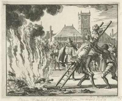 Anneken Hendriks, op een ladder gebonden, te Amsterdam verbrand, 1571