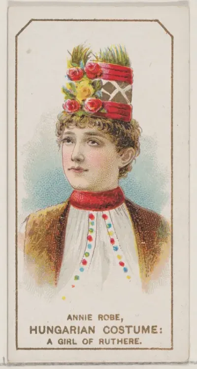 Annie Robe in Hungarian Costume of a Girl of Ruthere, from the set Actors and Actresses, Second Series (N71) for Duke brand cigarettes