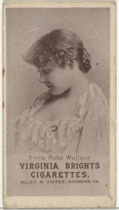 Annie Robe Wallace, from the Actresses series (N67) promoting Virginia Brights Cigarettes for Allen & Ginter brand tobacco products