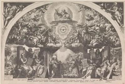 Annunciatie met de zes profeten en engelenkoren