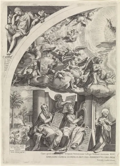 Annunciatie, omgeven door profeten, linkerdeel
