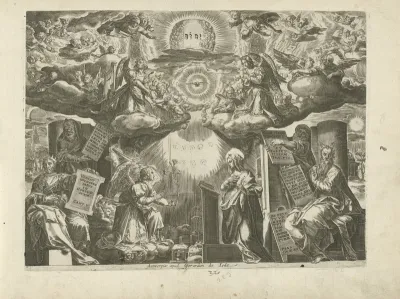 Annunciatie, omgeven door profeten