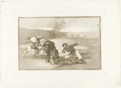 Another way of hunting on foot, plate two from The Art of Bullfighting