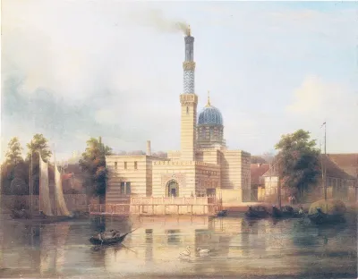 Ansicht der neuen Dampfmaschine bei Sanssouci