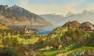 Ansicht des Thunersees mit Spiez
