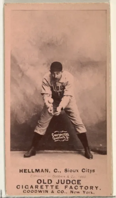 Anthony Joseph "Tony" Hellman, Catcher, Sioux City Corn Huskers, from the Old Judge series (N172) for Old Judge Cigarettes