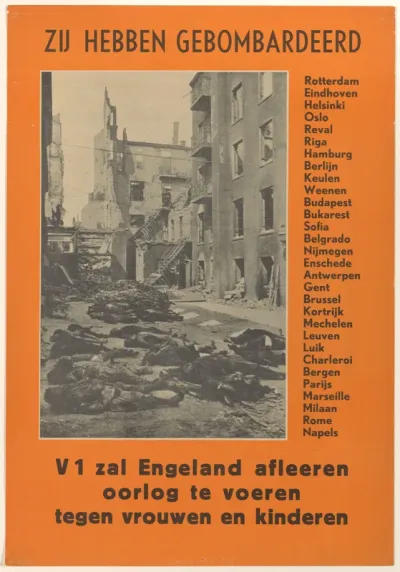 Anti-Engelse propaganda over geallieerde bombardementen, ca. 1944