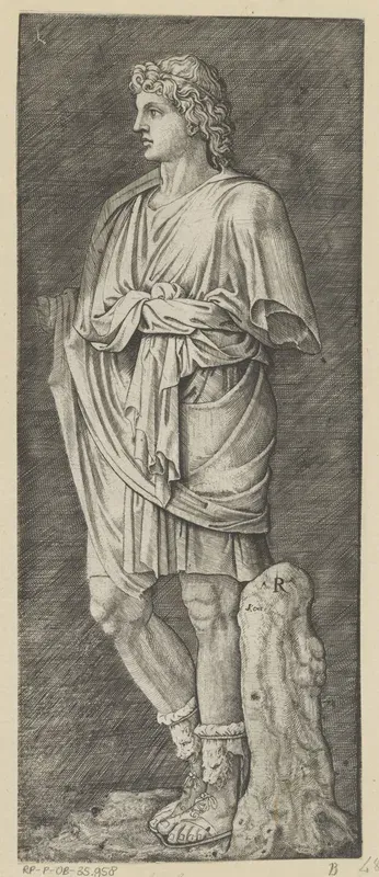 Antiek beeld van geklede man