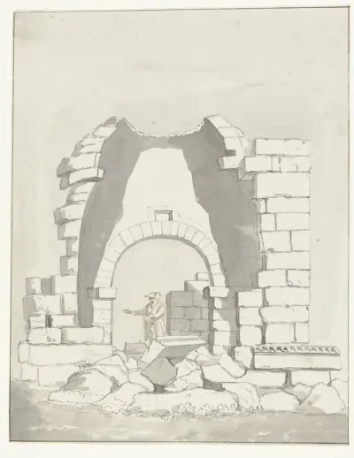 Antieke tempel binnen de vestingmuren van de oude stad Manduria