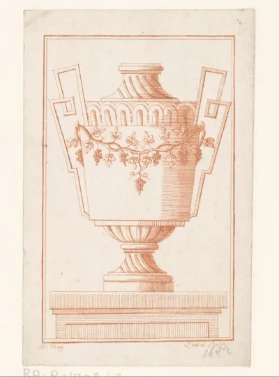 Antieke vaas met druivenranken