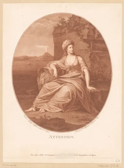 Antieke vrouwelijke figuur in vulkaanlandschap