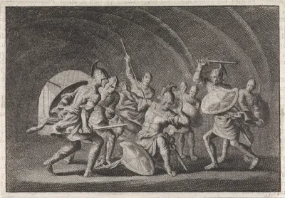 Antigonus, zoon van Hyrkanus, in een gewelf vermoord door de lijfwacht van zijn broer Aristobulus