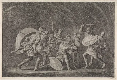 Antigonus, zoon van Hyrkanus, in een gewelf vermoord door de lijfwacht van zijn broer Aristobulus