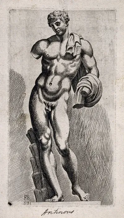 Antinous. Etching by F. Perrier