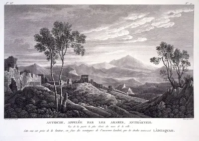 Antioch, Turkey: remains of the old walls of the city, following the slope of a mountain