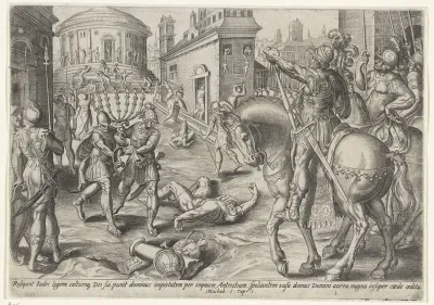 Antiochus Epifanes rooft de tempel van Jeruzalem leeg