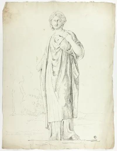 Antique Statue of Standing Draped Woman