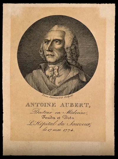 Antoine Aubert. Line engraving by P. Poize after himself