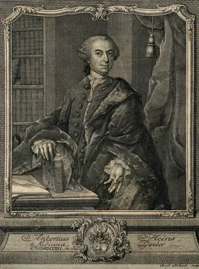 Anton Heins. Line engraving by C.F. Fritsch, 1764