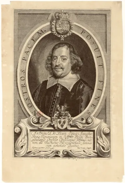 Antonius De Brun, eques Auratus, Regis Hispaniarum in Supremo Belgii Burgundiaeque Consilio Consiliarius intimus [...] Anselmus van Hulle pinxit. Paul. Pontius sculpsit