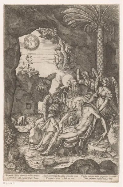 Antonius de Grote met het lichaam van Paulus de Kluizenaar