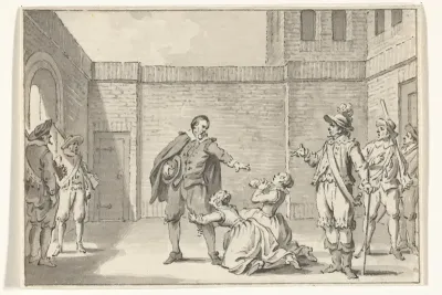Antonius Hambroek neemt afscheid van zijn dochters in Fort Zeelandia op Formosa, 1661