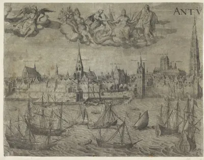 Antwerpen van de Schelde te zien, linker middenblad