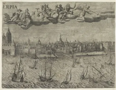 Antwerpen van de Schelde te zien, rechter midden blad