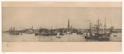 Antwerpen vanaf de Schelde gezien
