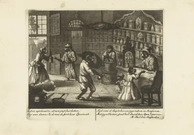 Apen als apotheker, ca. 1720