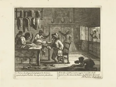 Apen als kleermakers, ca. 1720