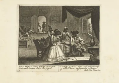 Apen die koffiedrinken, ca. 1720
