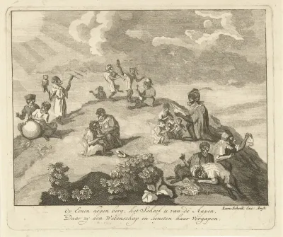 Apen op een bergtop