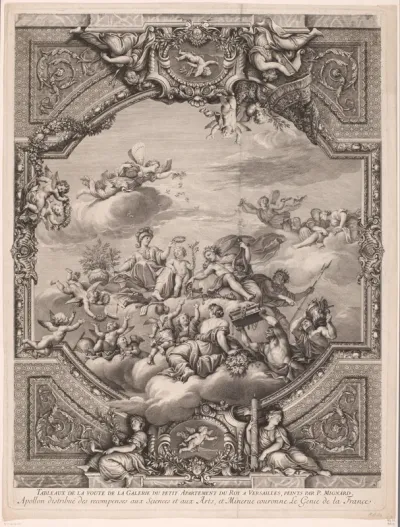 Apollo deelt beloningen uit en Minerva kroont het genie van Frankrijk