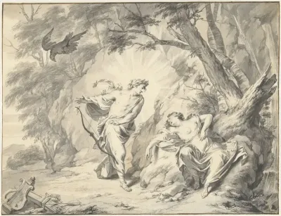 Apollo doorschiet Coronis met een pijl