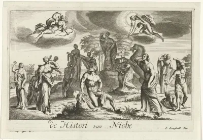 Apollo en Diana straffen Niobe voor haar hoogmoed