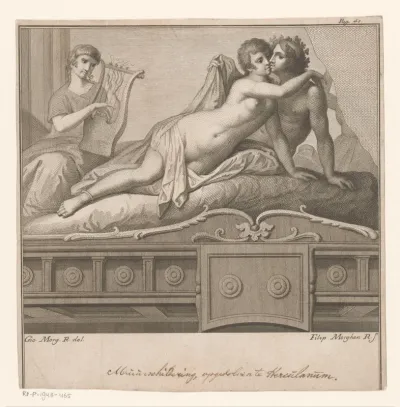 Apollo en geliefde op bed